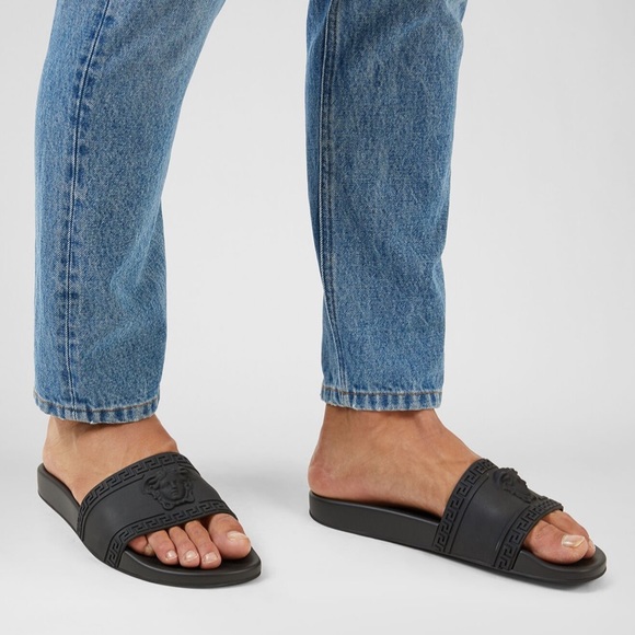 Black Versace Pool Slides - Picture 2 of 4